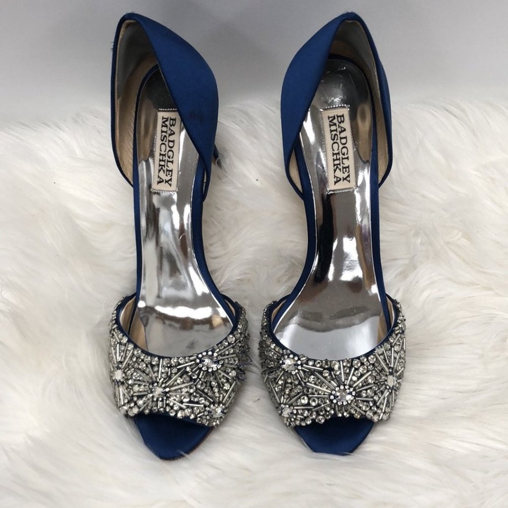 Sapphire Blue/Crystals Badgley Mischka Shoes-Pumps